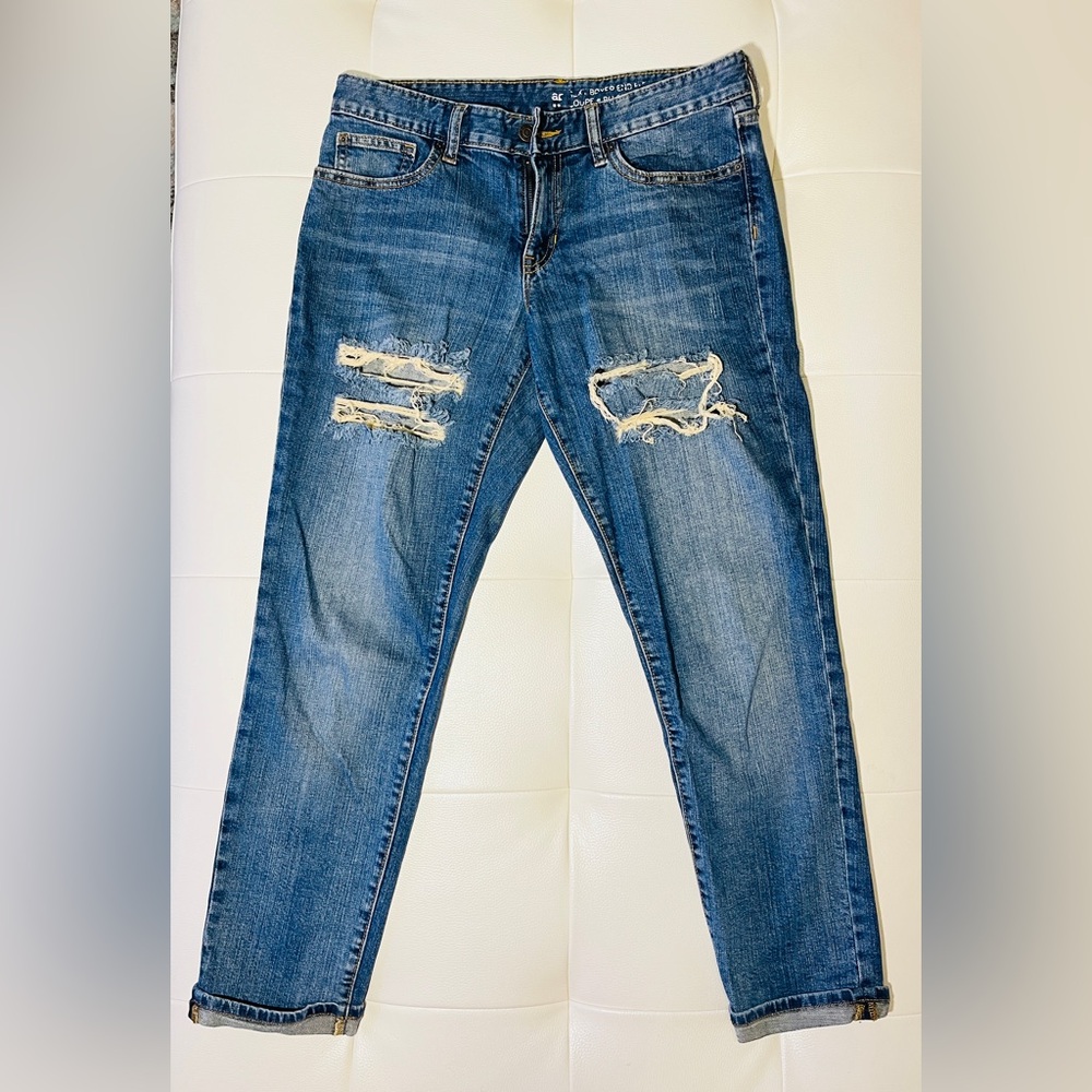 Gap Sexy Boyfriend Distressed Blue Jeans